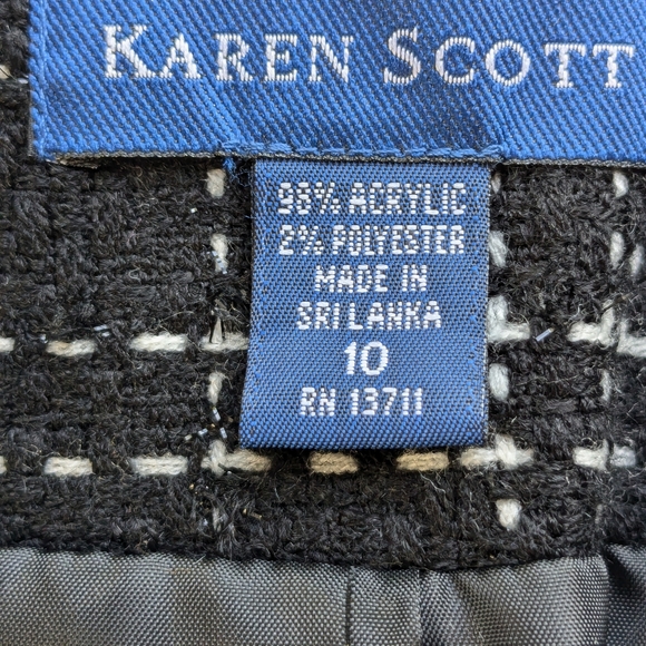 Karen Scott Tweed Black Sport Blazer Jacket Sz Women's 10 Acrylic Metallic Lined - Picture 14 of 15